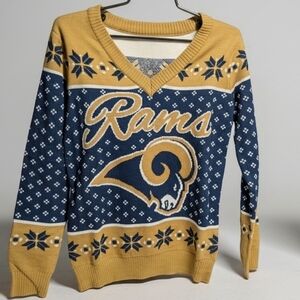 Rams Navy and Gold Women's Sweater S